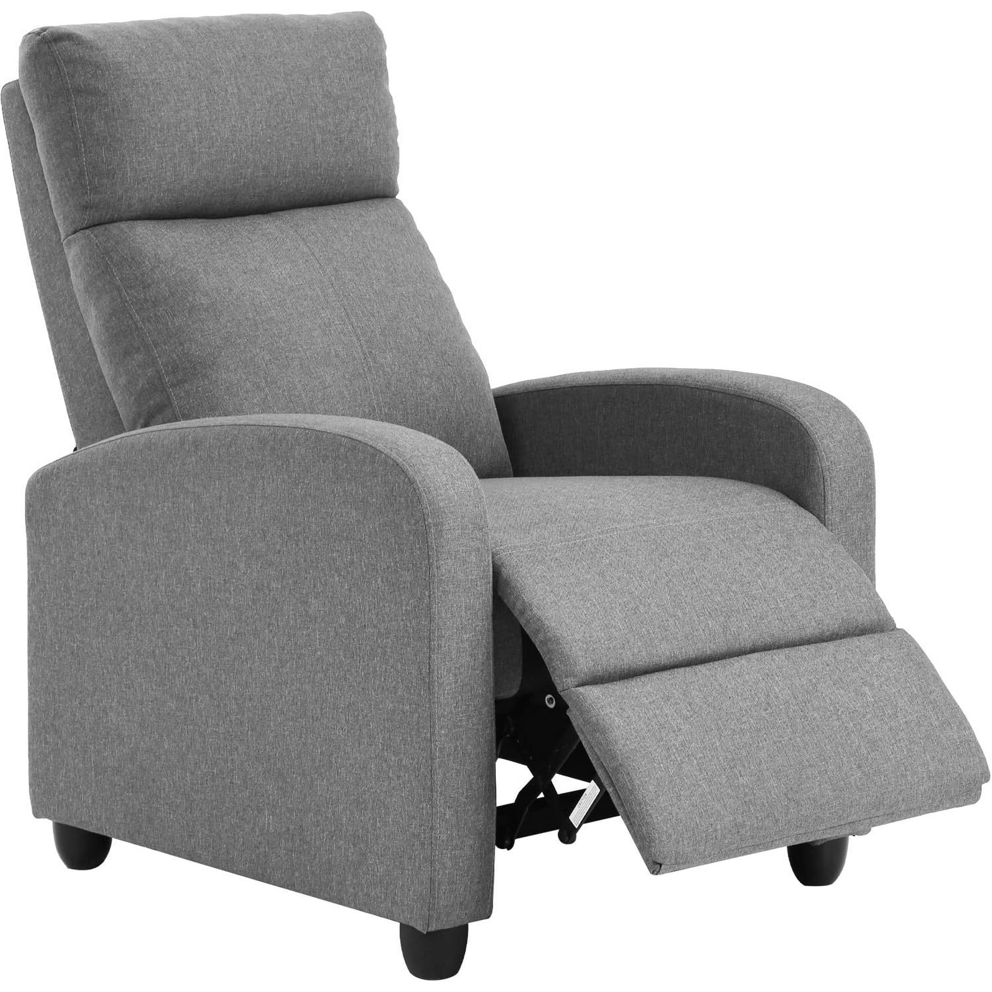 EDX PU Leather Recliner Chair, Small Recliner Sofa Chair with Padded Seat & Side Pocket, Modern Seating Furniture with Footrest & Backrest for Home, Theater, Living Room