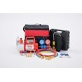 EDX R134A AC Manifold Gauge Set Aluminum Valve 26.6×22×11cm with 2 Set High/Low Pressure Quick Couplers for HVAC Vacuum Pump