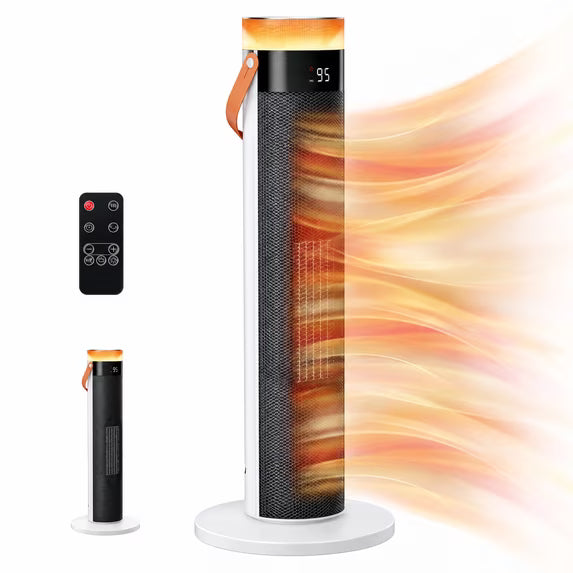 EDX Space Heater for Inside, 1500W Electric Heater with Dual-DC Motor, Safety Protection, 15H Timer & 25" Heaters for Home Office