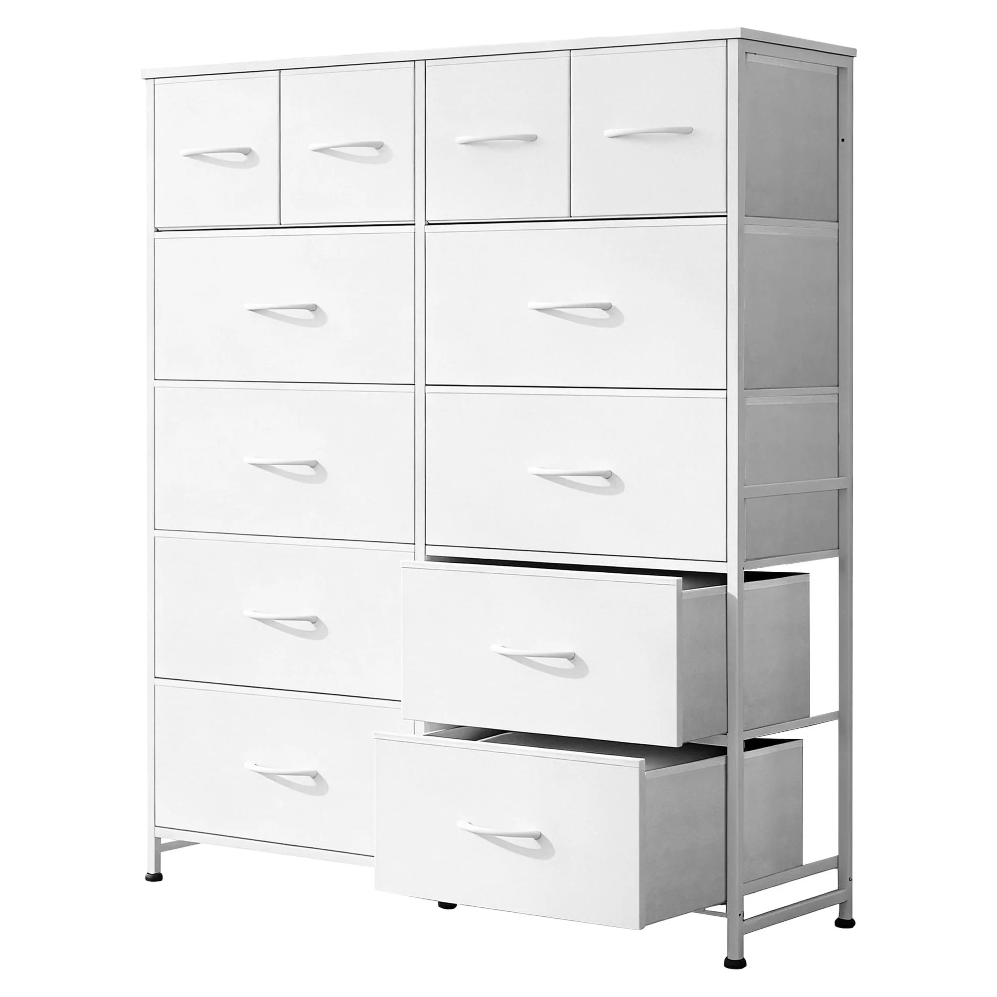 edx Tall Dresser with 12 Drawers, Steel Frame and Wood Top, Storage Organizer for Living Room, Hallway, Office