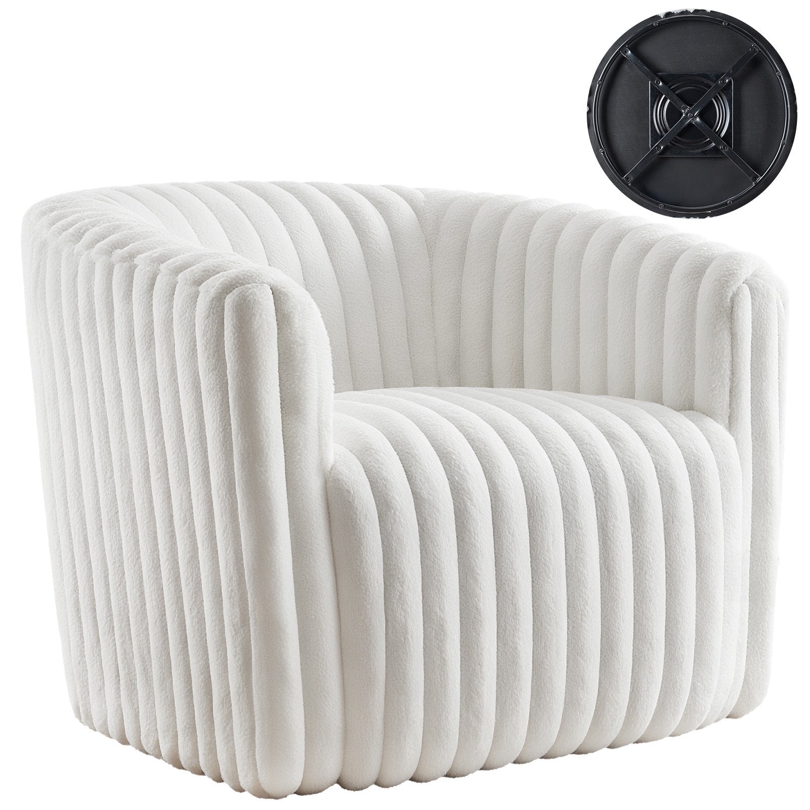 EDX Sydney 34.6" Wide Upholstered Swivel Armchair, Round Barrel Chair