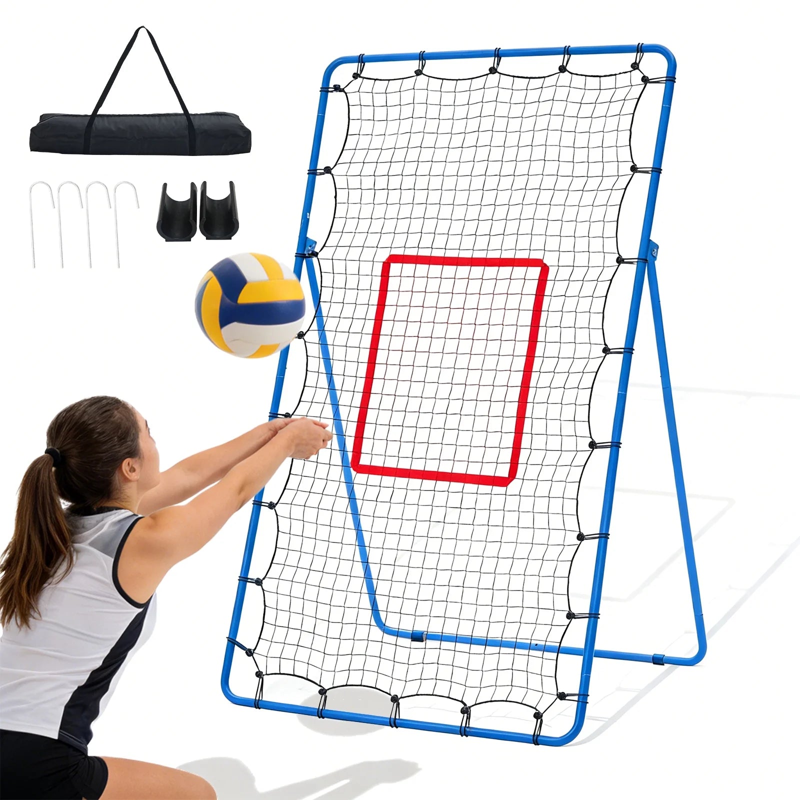 EDX Volleyball Rebounder Net with Travel Bag, Adjustable Angle Training Equipment for Solo Practice & Team Drills