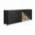 EDX Black Firewood Rack with Waterproof Cover, Steel Log Holder for Indoor and Outdoor Use, Black