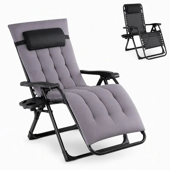 EDX Zero Gravity Chair with Cushion 440 LB Capacity Folding Outdoor Lounge Chair for Patio Outdoor with Cup Holder & Headrest
