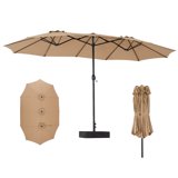 EdX 15 FT Triple Head Patio Umbrella, 12-Rib Design with 135 SQ FT Coverage, UV50+ Waterproof Canopy Includes Base & Sandbags for Outdoor Patio Camping