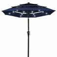EdX 9.2 FT 3-Layer Solar Patio Umbrella, 32 LED Lights Market Umbrella with Adjustable Tilt, 8-Rib Outdoor Sunshade for Backyard, Deck and Poolside