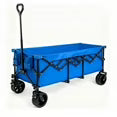 EDX 300L Foldable Utility Wagon, 180KG Capacity Steel Cart with All-Terrain Wheels for Camping and Beach, Black, Blue, Gray