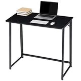 EDX Folding Computer Desk, 31.5 Inch Compact Foldable Writing Workstation for Small Spaces, Easy Assembly Space-Saving Home Office Table, Oak Finish