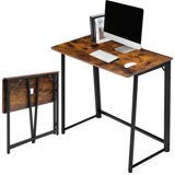 EDX Folding Computer Desk, 31.5 Inch Compact Foldable Writing Workstation for Small Spaces, Easy Assembly Space-Saving Home Office Table, Oak Finish