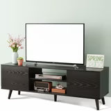 EDX Retro-Modern TV Stand, Mid-Century Media Console with Soft-Close Cabinets & Adjustable Shelves, Sturdy Engineered Wood TV Cabinet for 50-66 Inch TVs (Living Room/Bedroom)