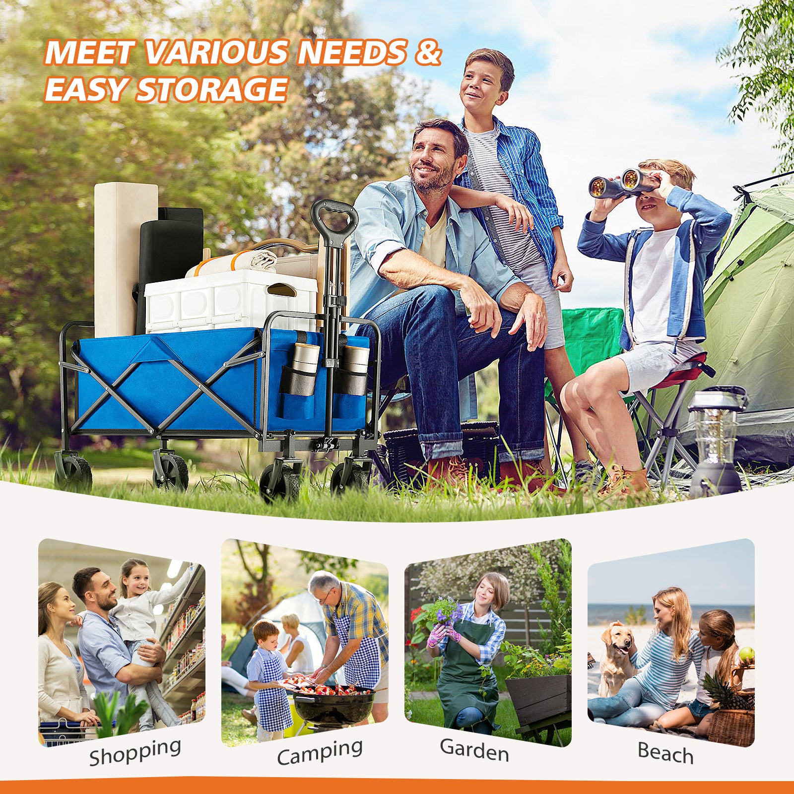 Ultra-Durable Foldable Cargo Wagon with 360° All Terrain Wheels - Increased Capacity for Easy Transport (One Pack)