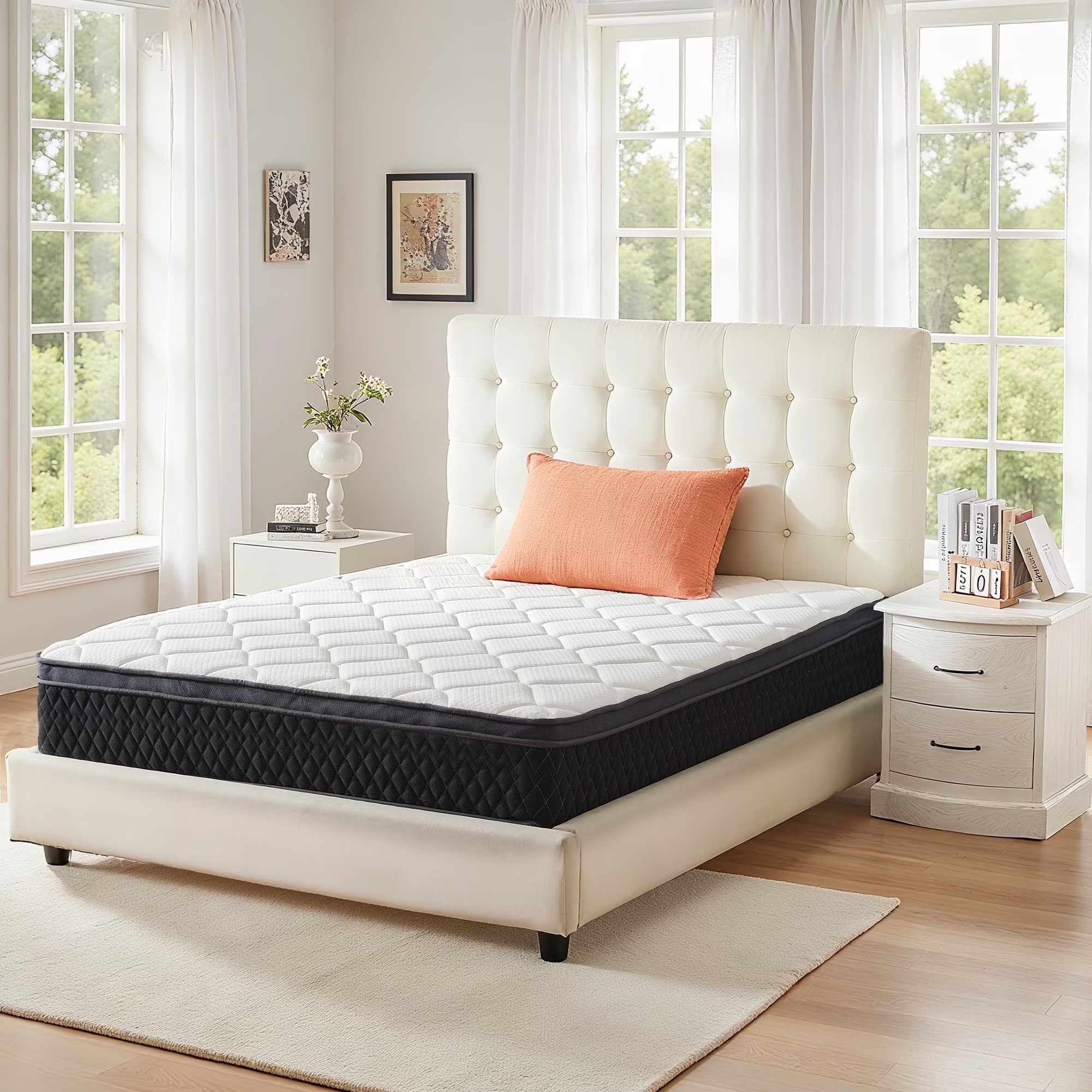 EDX 12 Inch Full Mattress with Individually Pocketed Springs, Memory Foam Hybrid Mattress in a Box for Isolate Motion, CertiPUR-US Certified