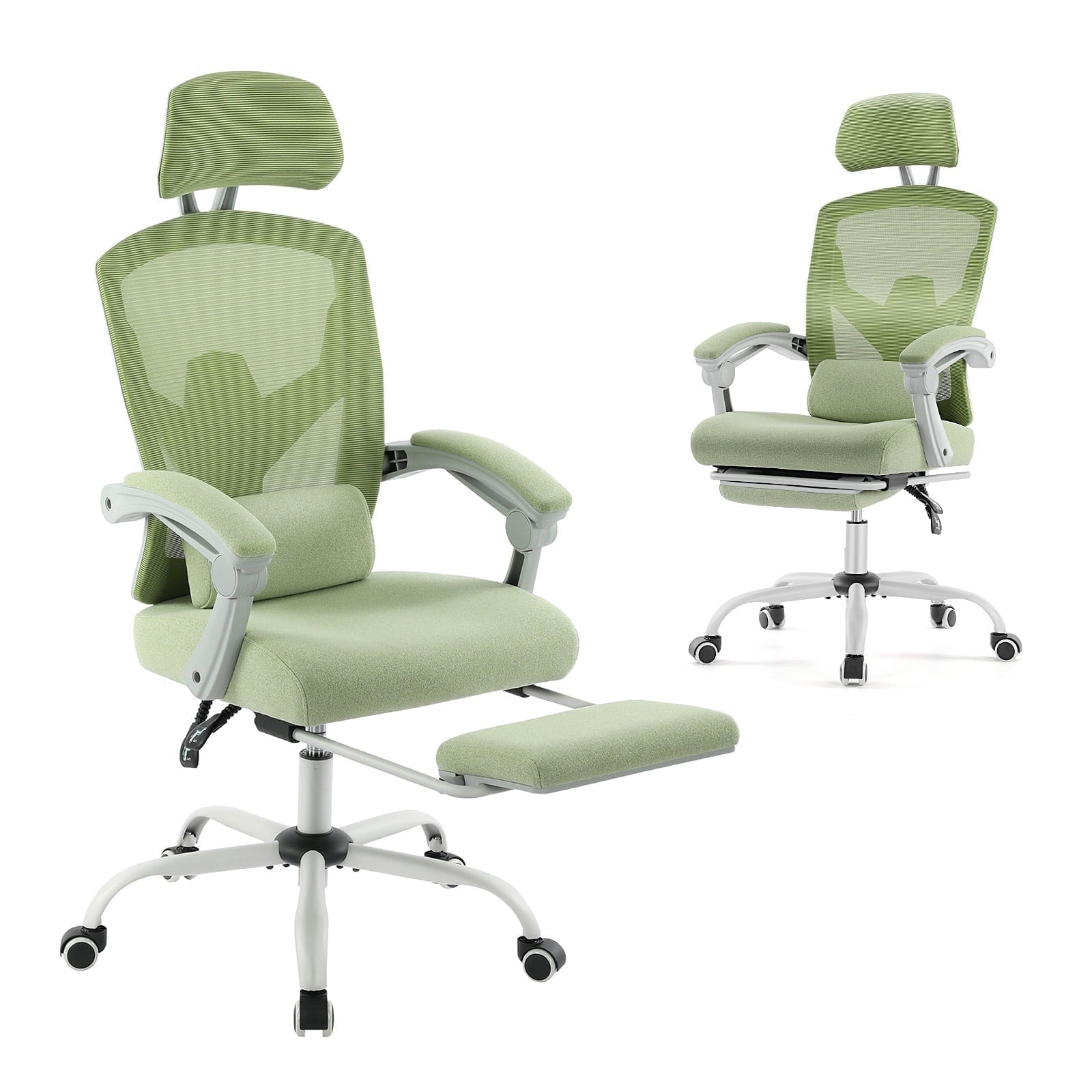 EDX Ergonomic Office Chair - High Back Mesh, Reclining with Lumbar Support, Adjustable Headrest, Footrest & Padded Arms