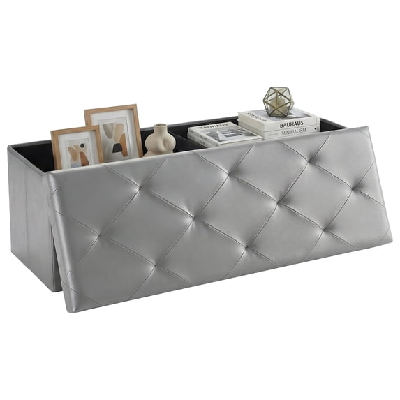 Gianna 43" PVC Ottoman Bench, Folable Storage Bench for Bedroom, 42Gal Capacity, Ottoman Foot Rest Bench for Living Room, Entryway