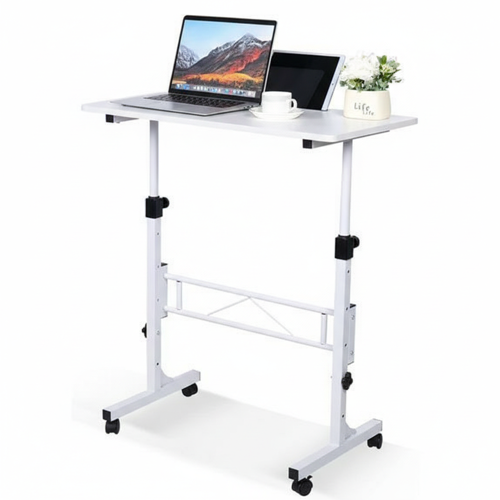 EDX Height Adjustable Standing Desk with Wheels, Single Desktop Mobile Standing Table, Rolling Computer Desk for Home Office Study Workspace, Treadmill Compatible