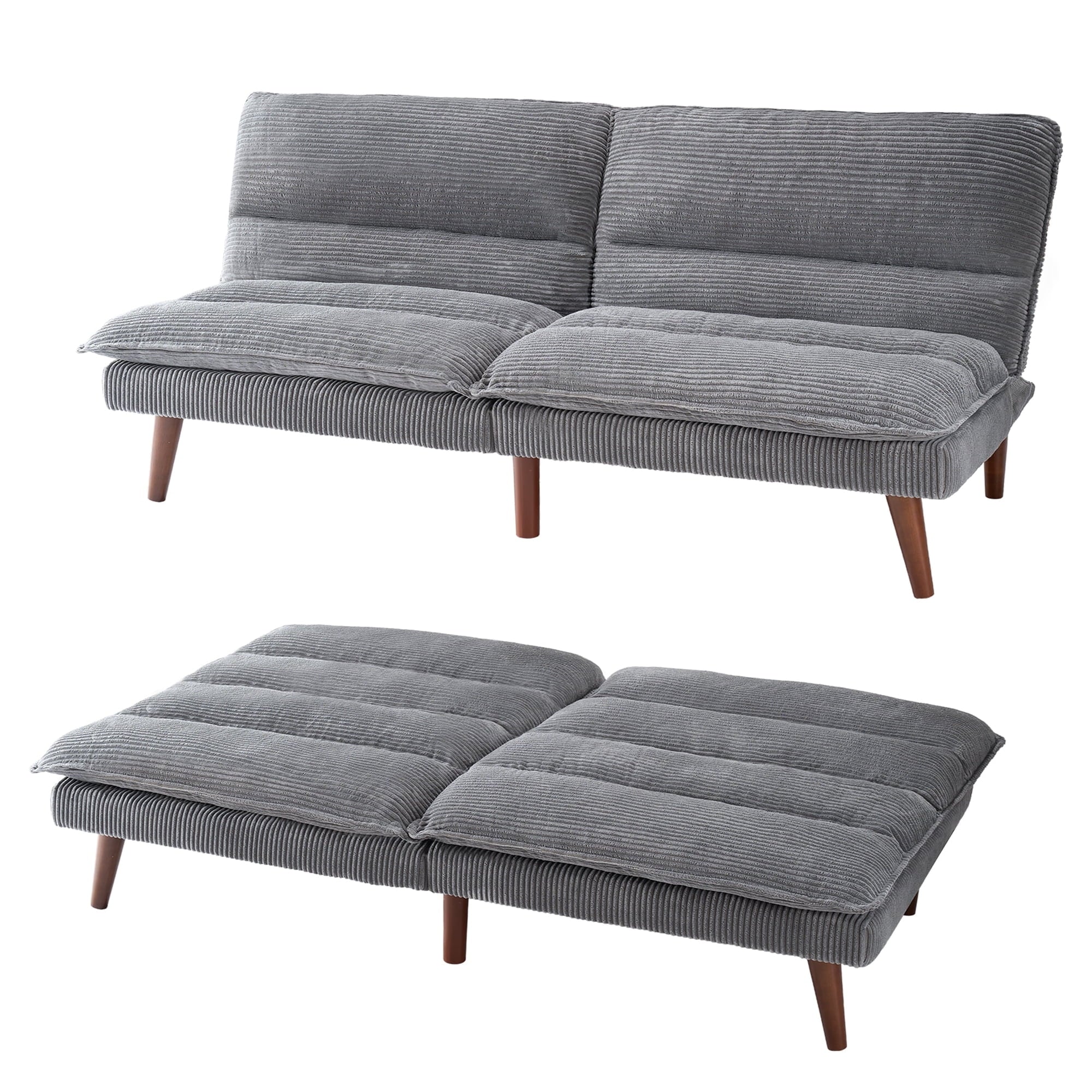 edx Stylish Futon Sofa Bed - Memory Foam Convertible Loveseat, Perfect Sleeper Convertible Futon Couch for Living Room, Corduroy Upholstery