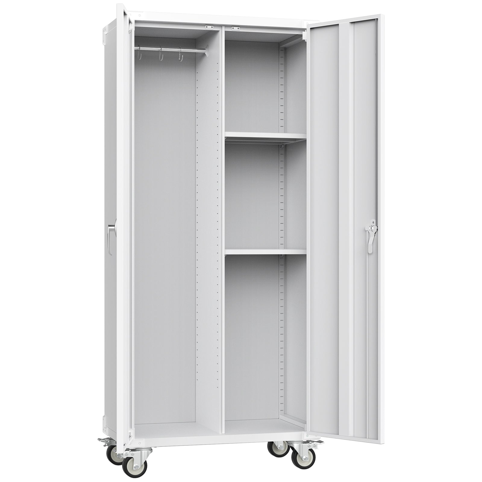 EDX Metal Rolling Storage Cabinet with Pegboard , Locking Garage Cabinets with Adjustable Shelves, for Home, Office, Garage, Black