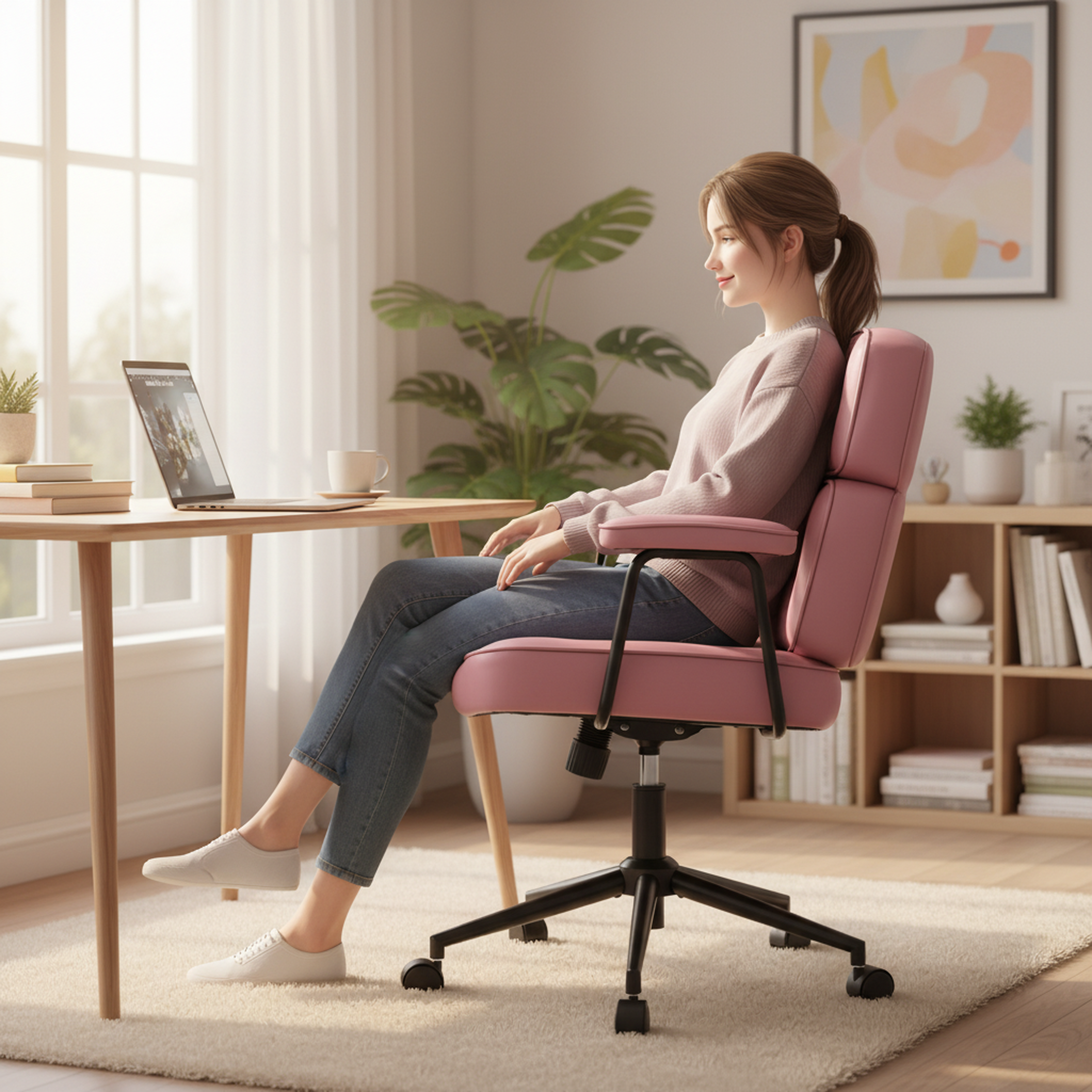 EDX Home Office Desk Chair Ergonomic Computer Chair with Lumbar Support Adjustable Height Rolling Swivel Executive Task Armrests Chair