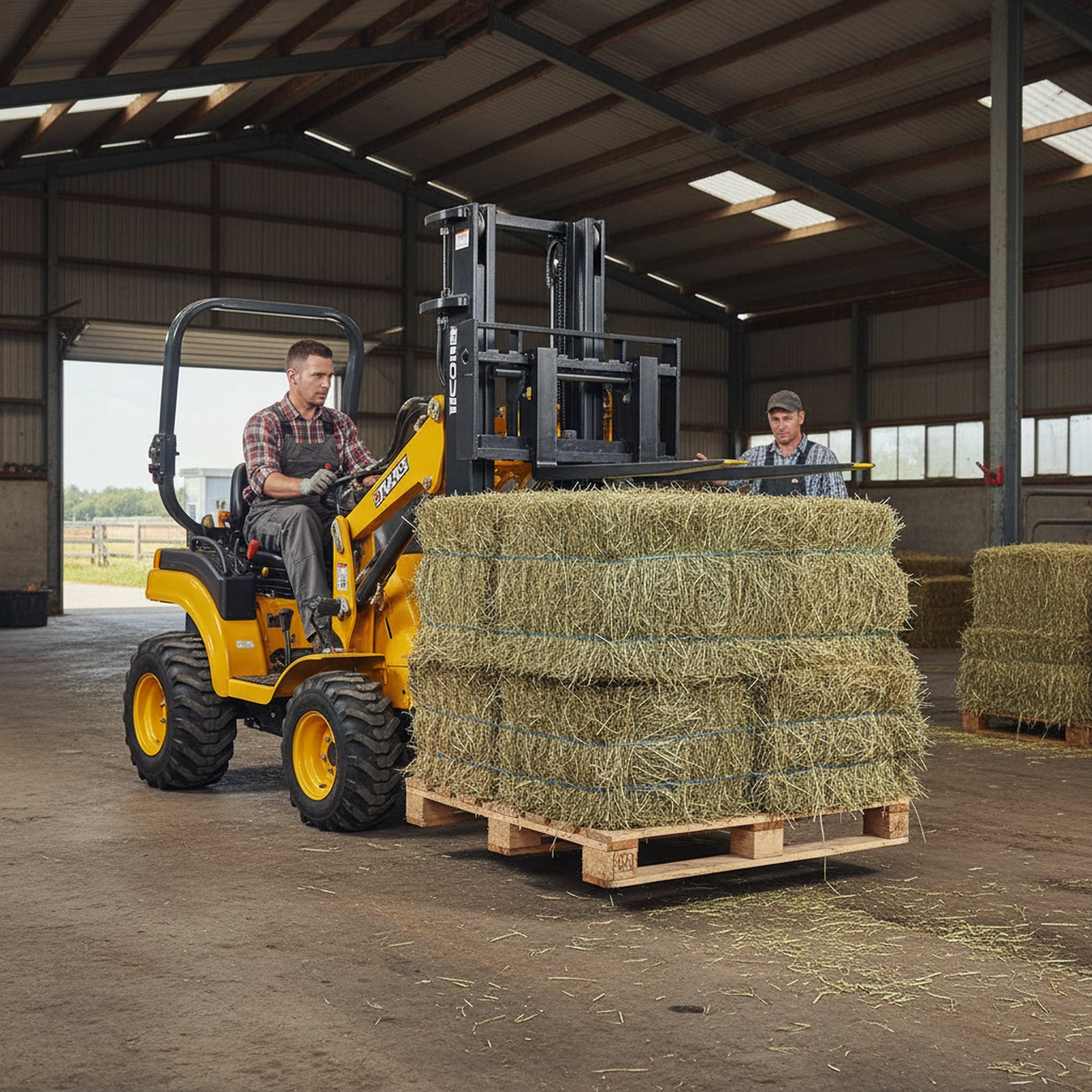 EDX  Clamp On Pallet Forks, Heavy Duty Quick Attach, Adjustable Stabilizer Bar for Tractor Attachments, Skid Steer & Loader Bucket