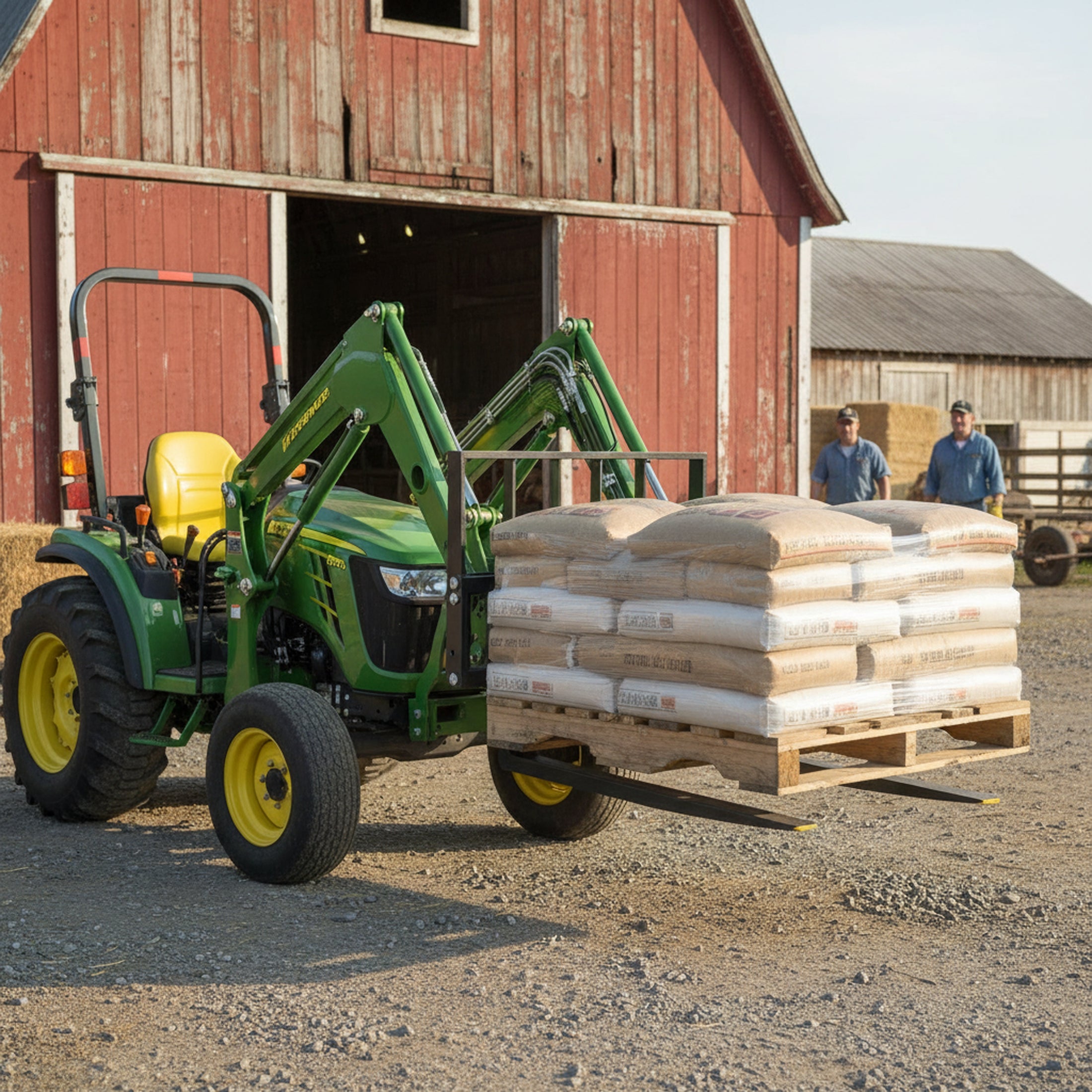 EDX  Clamp On Pallet Forks, Heavy Duty Quick Attach, Adjustable Stabilizer Bar for Tractor Attachments, Skid Steer & Loader Bucket