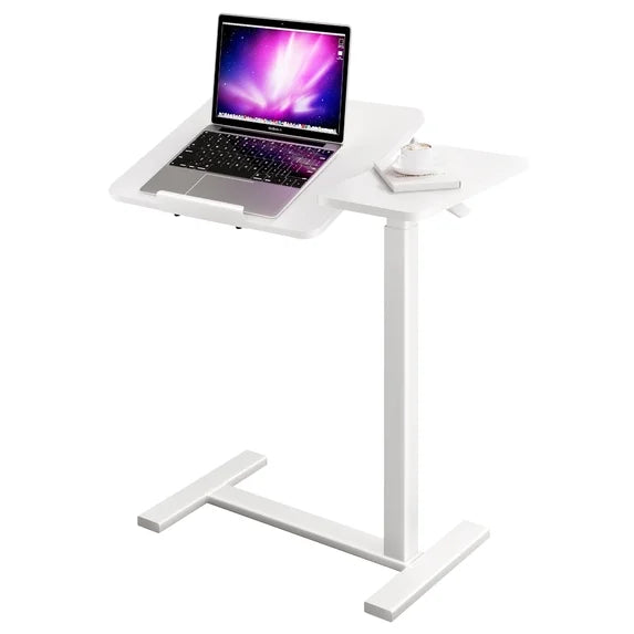 EDX Overbed Bedside Lap Desk with Wheels and Tilt Top, Mobile Standing Lap Desk Pneumatic Adjustable Height for Home Office Bedroom Sofa