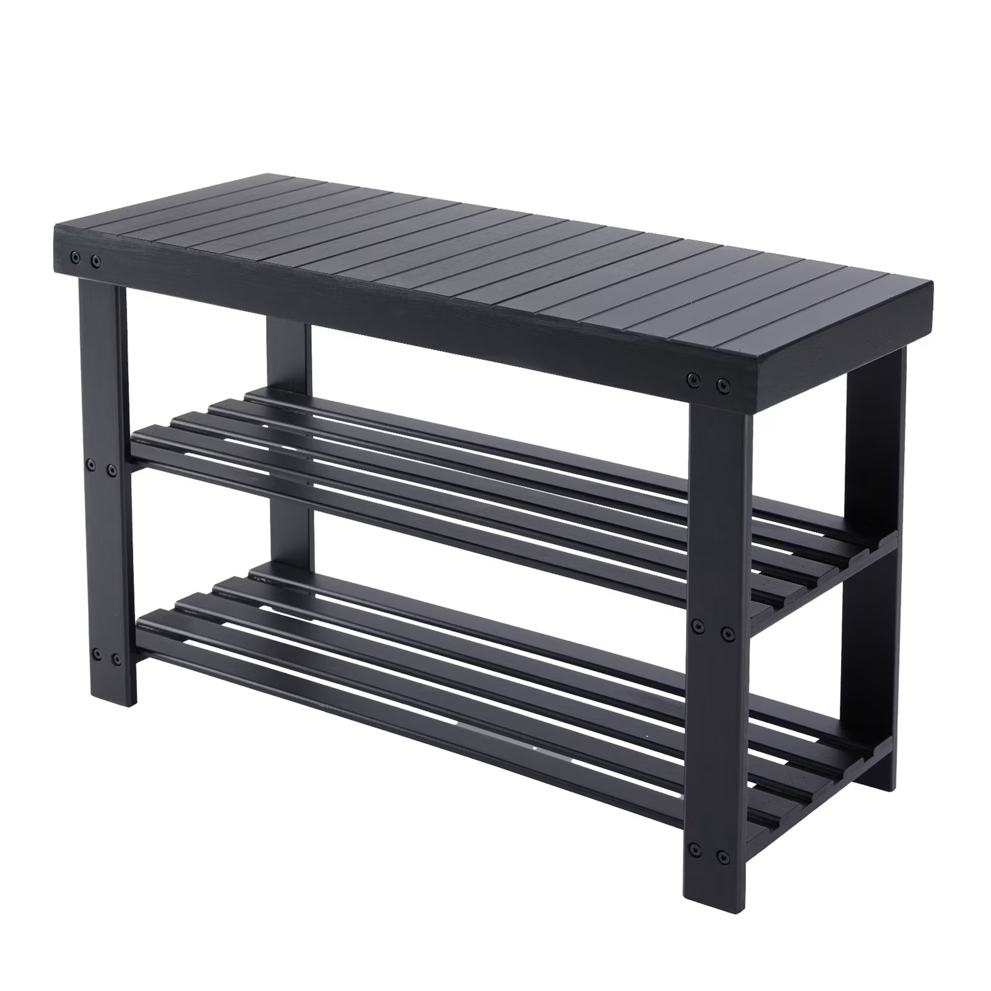 ZUNMOS 3-Tier Bamboo Shoe Rack Bench, 11.3 x 27.6 x 17.8 Inches Compact Storage Organizer with 286lb Capacity for Entryway, Bedroom and Living Room