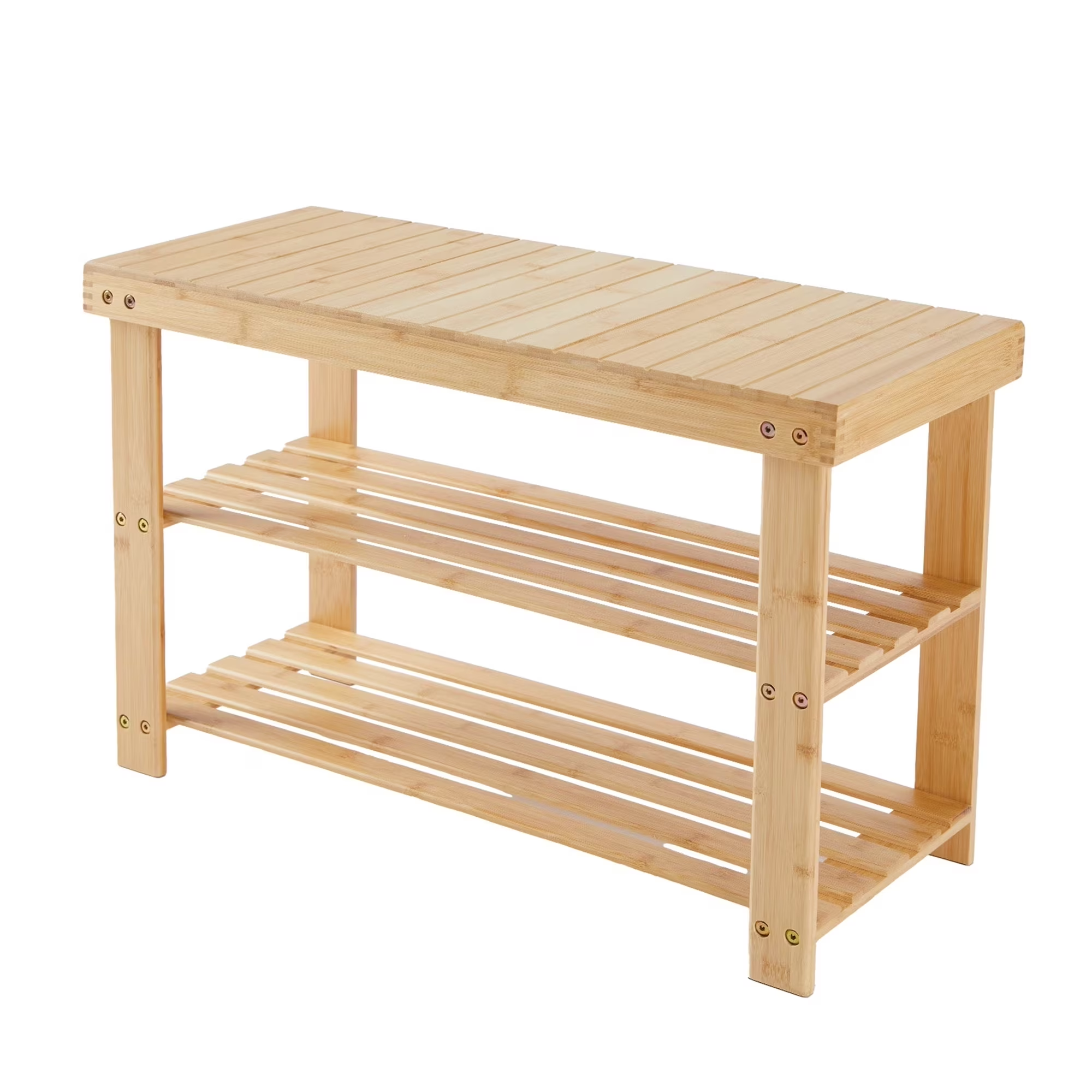 ZUNMOS 3-Tier Bamboo Shoe Rack Bench, 11.3 x 27.6 x 17.8 Inches Compact Storage Organizer with 286lb Capacity for Entryway, Bedroom and Living Room