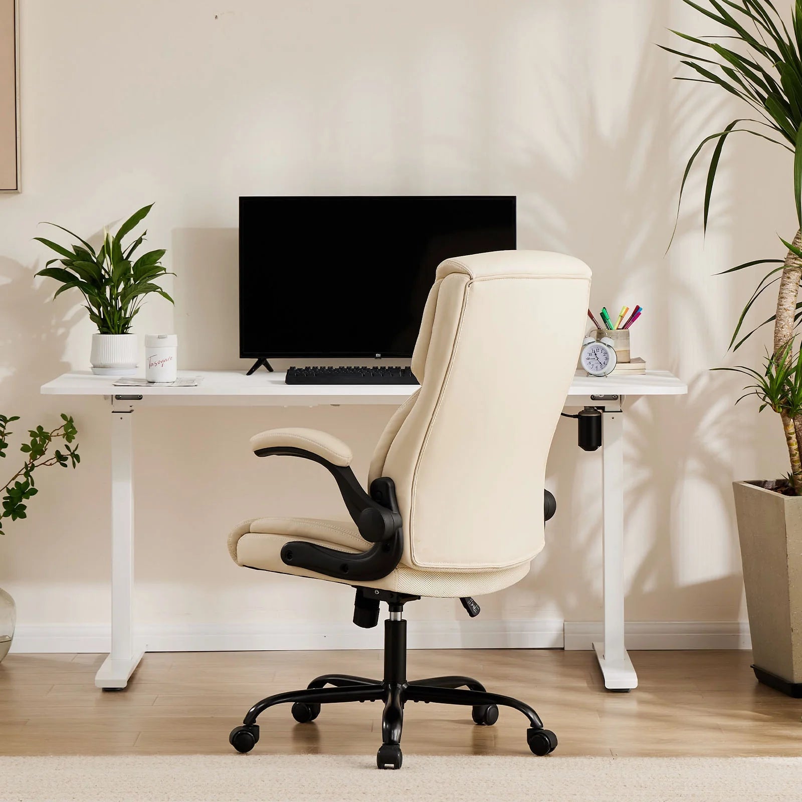 Yoyomax Office Chair, Ergonomic Executive Computer Desk Chairs with Adjustable Flip-up Armrest, Swivel Task Chair with Lumbar Support, Strong Metal Base