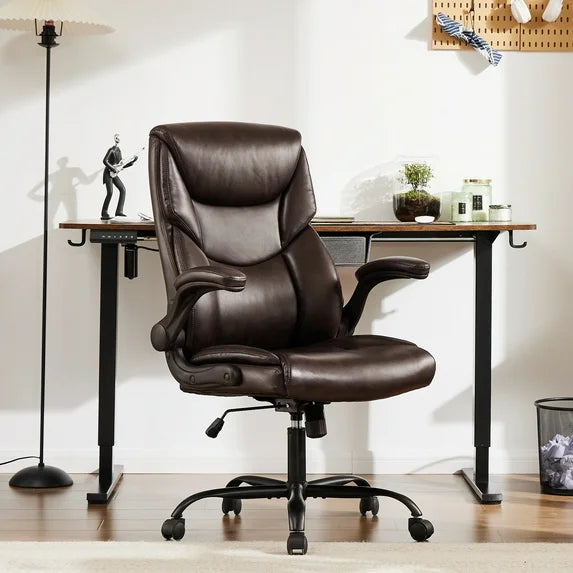 Yoyomax Office Chair, Ergonomic Executive Computer Desk Chairs with Adjustable Flip-up Armrest, Swivel Task Chair with Lumbar Support, Strong Metal Base
