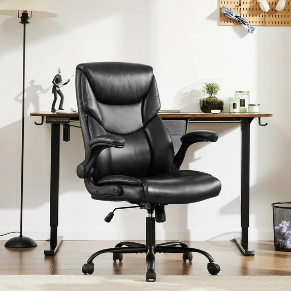 Yoyomax Office Chair, Ergonomic Executive Computer Desk Chairs with Adjustable Flip-up Armrest, Swivel Task Chair with Lumbar Support, Strong Metal Base
