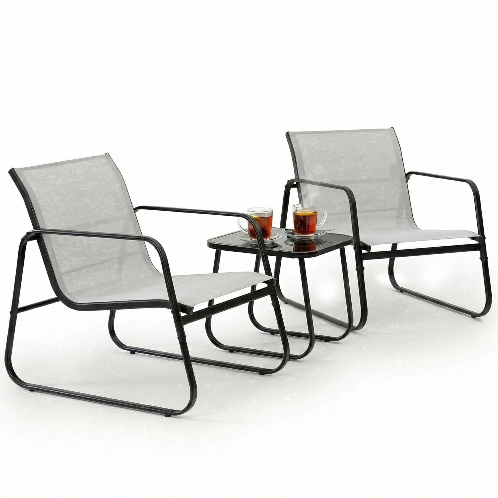 ZUNMOS 3-Piece Textilene Outdoor Patio Set, Coffee Table & 2 Chairs