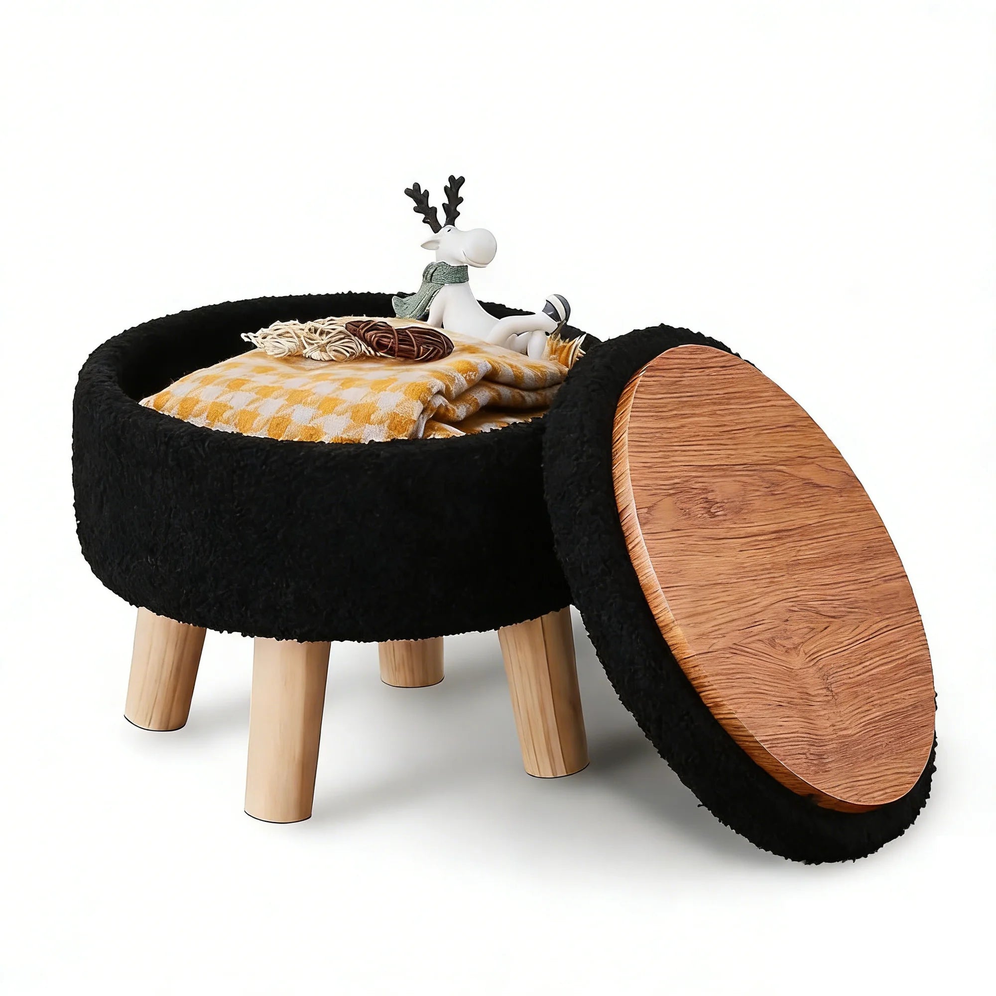 ZUNMOS Round Ottoman Footrest Chair for Makeup Room, Bathroom, Bedroom, Living Room, Entryway & Offices