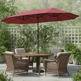 EdX 15 FT Triple Head Patio Umbrella, 12-Rib Design with 135 SQ FT Coverage, UV50+ Waterproof Canopy Includes Base & Sandbags for Outdoor Patio Camping