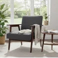 edx Modern Upholstered Accent Chair with Wooden Frame, Faux Leather, Adjustable Foot Rails for Living Room, Bedroom, Home Office Chair