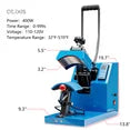 edx Hat Press Machine, 3.2“ × 5.5” Ptfe-Coated Platen, Professional Hat Decoration Heat Transfer Equipment, Maximum Temperature 570°F (Approx. 304°C), Lcd Display with Memory Mode, Blue