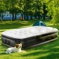 ZUNMOS 22" Queen Air Mattress, Portable Low Noise Colchone Inflable with Built in Pump, Maximum Weight Capacity 600 lbs Air Bed for Camping, Beach, Outdoor