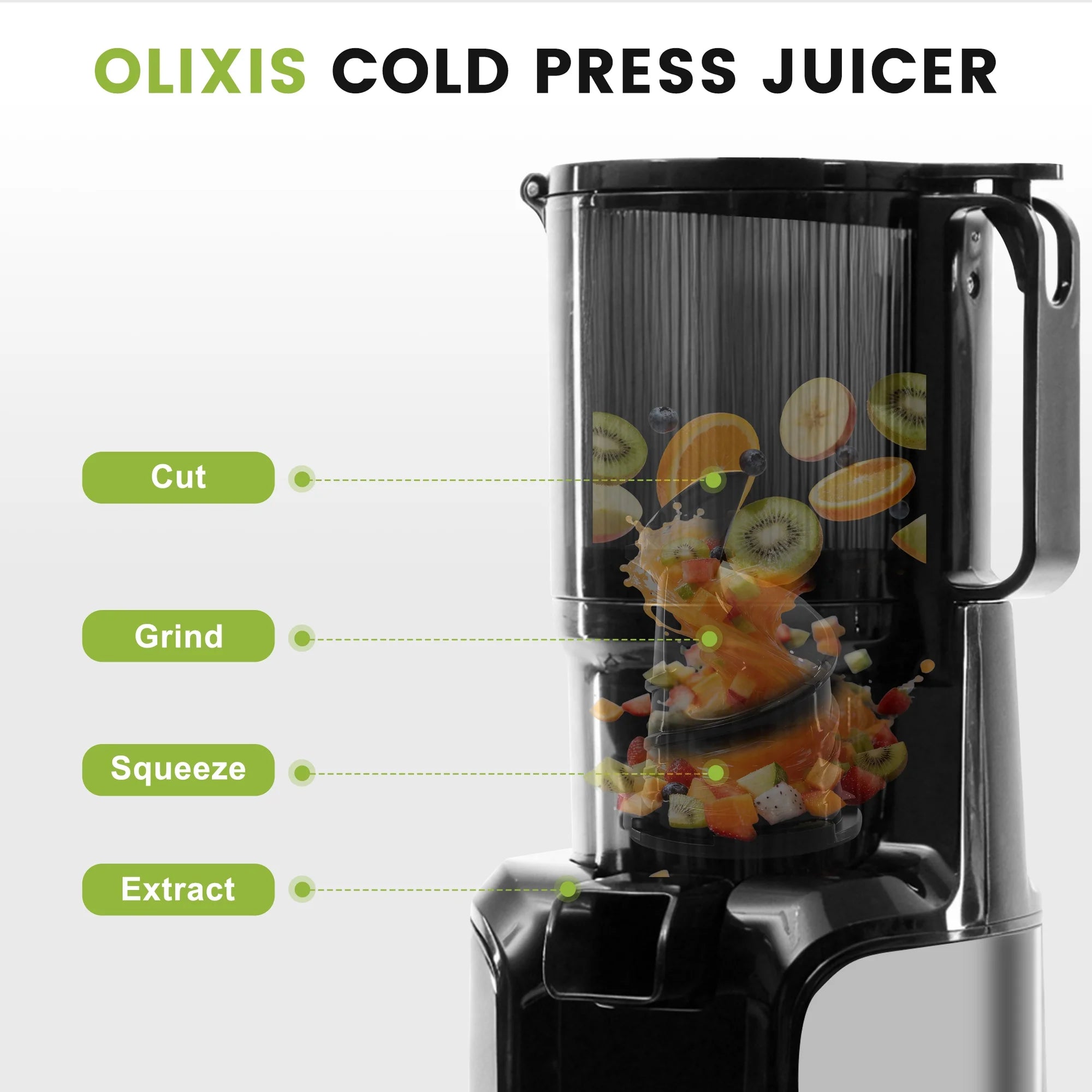 EDX Cold Press Slow Grinding Juicer, 200W, 4.25" 1000ML Wide Feed Chute, 80% Juice Yield for Apple & Ginger, 800ml Juice Cup, 700ml Pulp Cup, Whole Fruit & Veggie Compatible, 120V 60Hz, 72db, Sliver