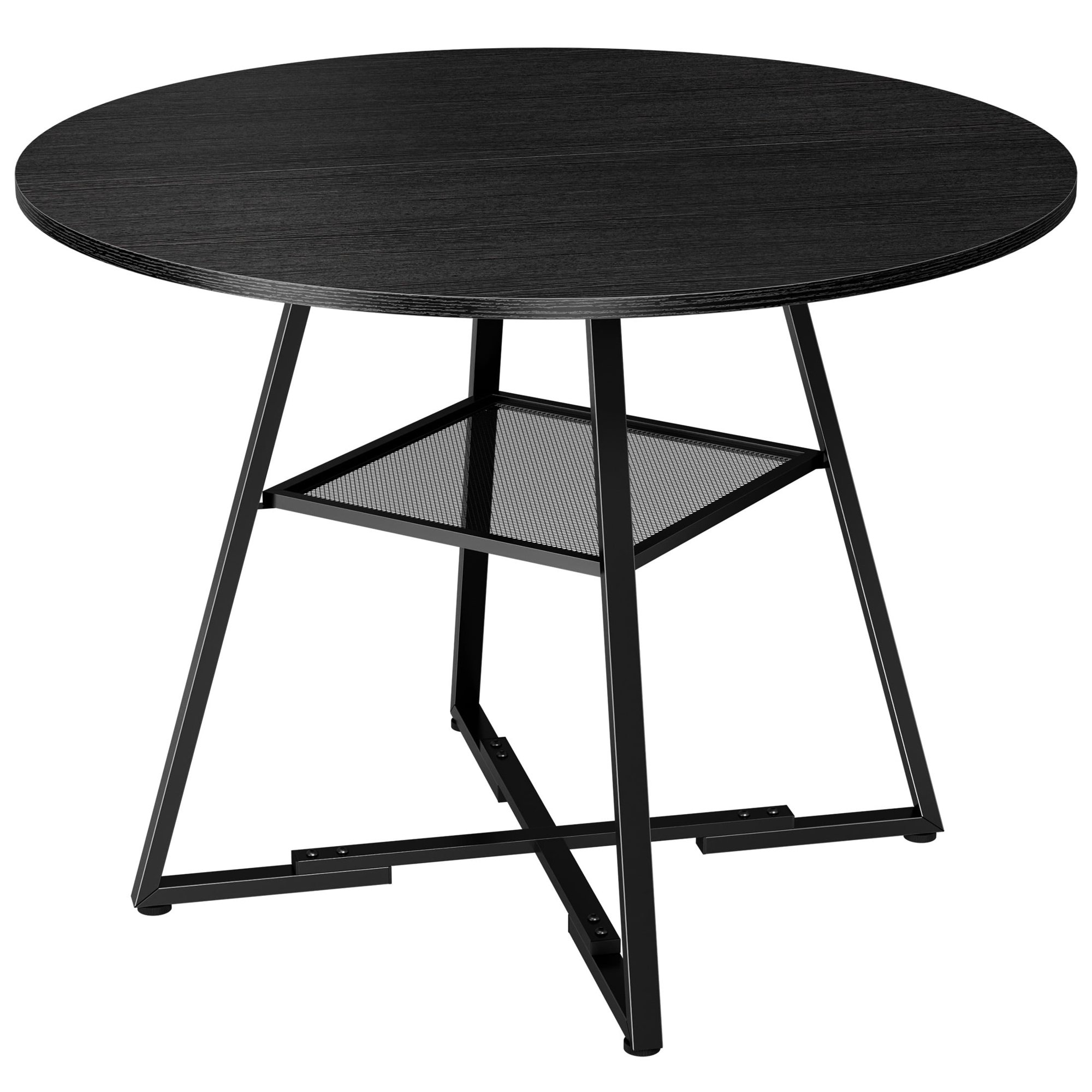 Round Dining Table for 4-6,&nbsp;Circle Kitchen Table with&nbsp;Pedestal Metal Frame Storage, Space Saving Farmhouse Wood Kitchen Table, for Kitchen, Living Room