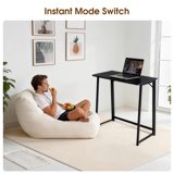 EDX Folding Computer Desk, 31.5 Inch Compact Foldable Writing Workstation for Small Spaces, Easy Assembly Space-Saving Home Office Table, Oak Finish