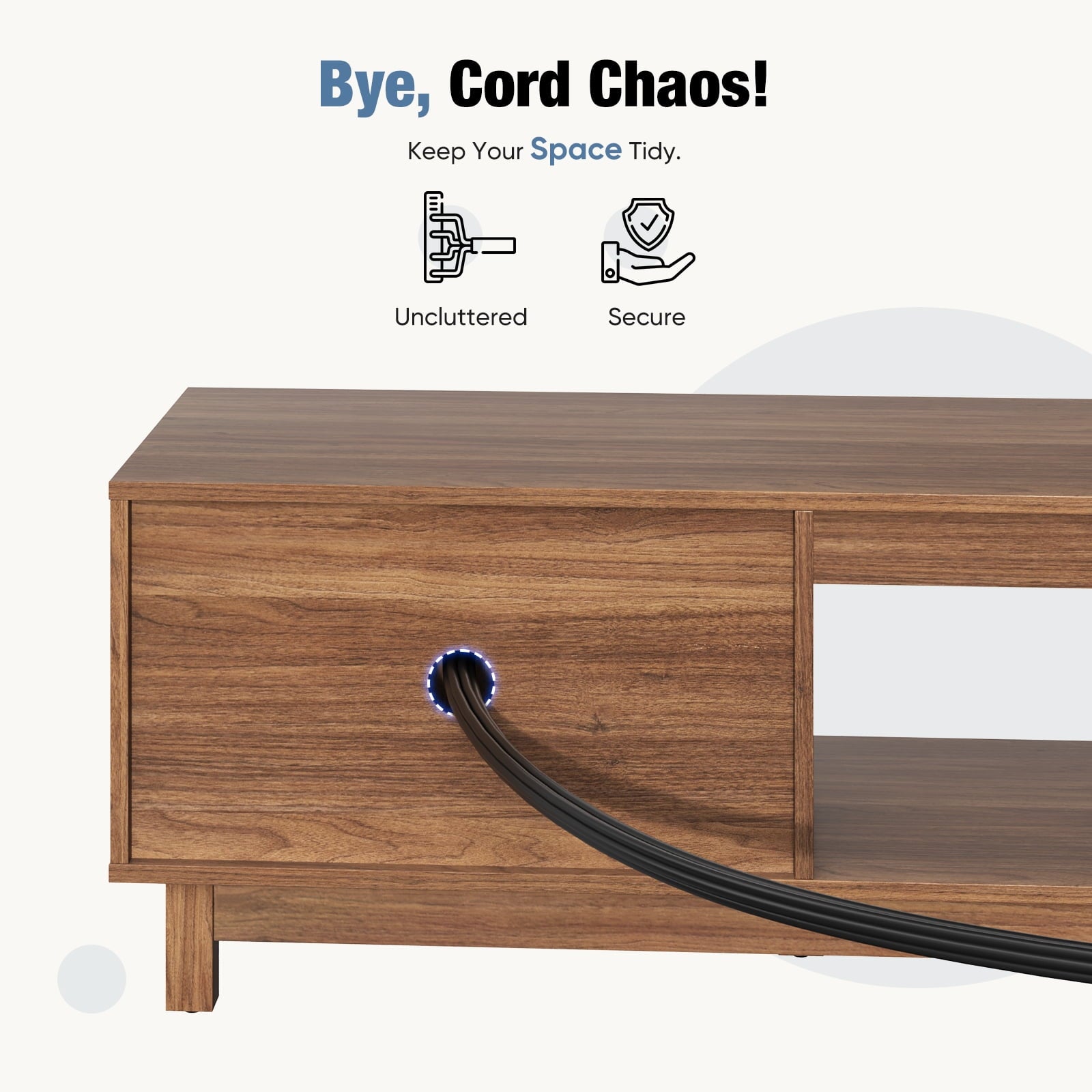EDX Rattan TV Stand for 70" TV with Cabinets and Shelves