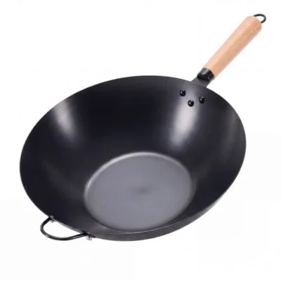 edx 13.5" Carbon Steel Wok Pan, Nonstick Stir-fry Pan, Pre-Seasoned Flat Bottom Chinese Wok, Compatible with Induction, BBQ & Camping Cookware