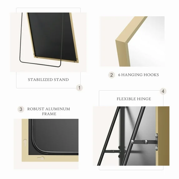 EDX Full Length Mirror Full Body Mirror Arched Free Standing Wall Mounted Leaning Hanging Floor Mirrors