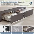 EDX Size Upholstered Bed Frame with Storage Drawers, Sturdy Steel Frame, Soft Fabric Headboard, No Box Spring Needed