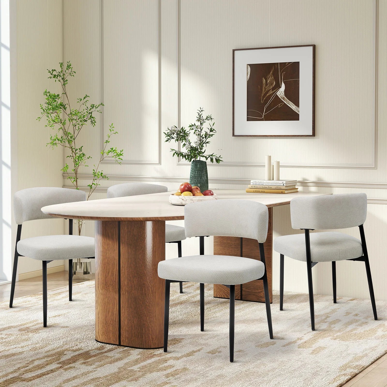 EDX Curved Back Upholstered Dining Chairs Set For Dining Room, Kitchen, Living Room