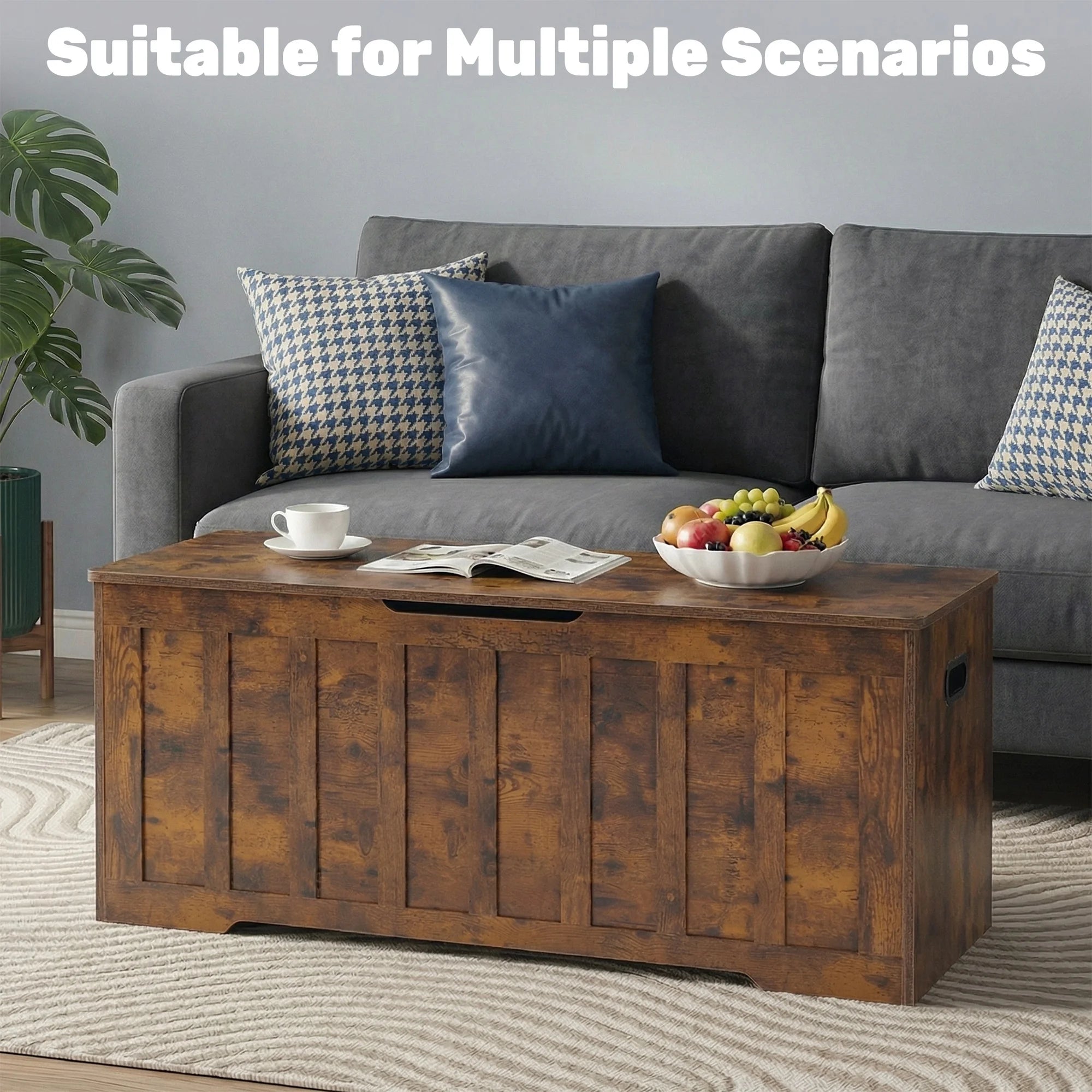 edx Storage Bench with Lift Top, 47 inch&nbsp; Entryway Bench with Safety Hinge, P2 Particleboard & MDF Storage Ottoman for Bedroom, Entryway