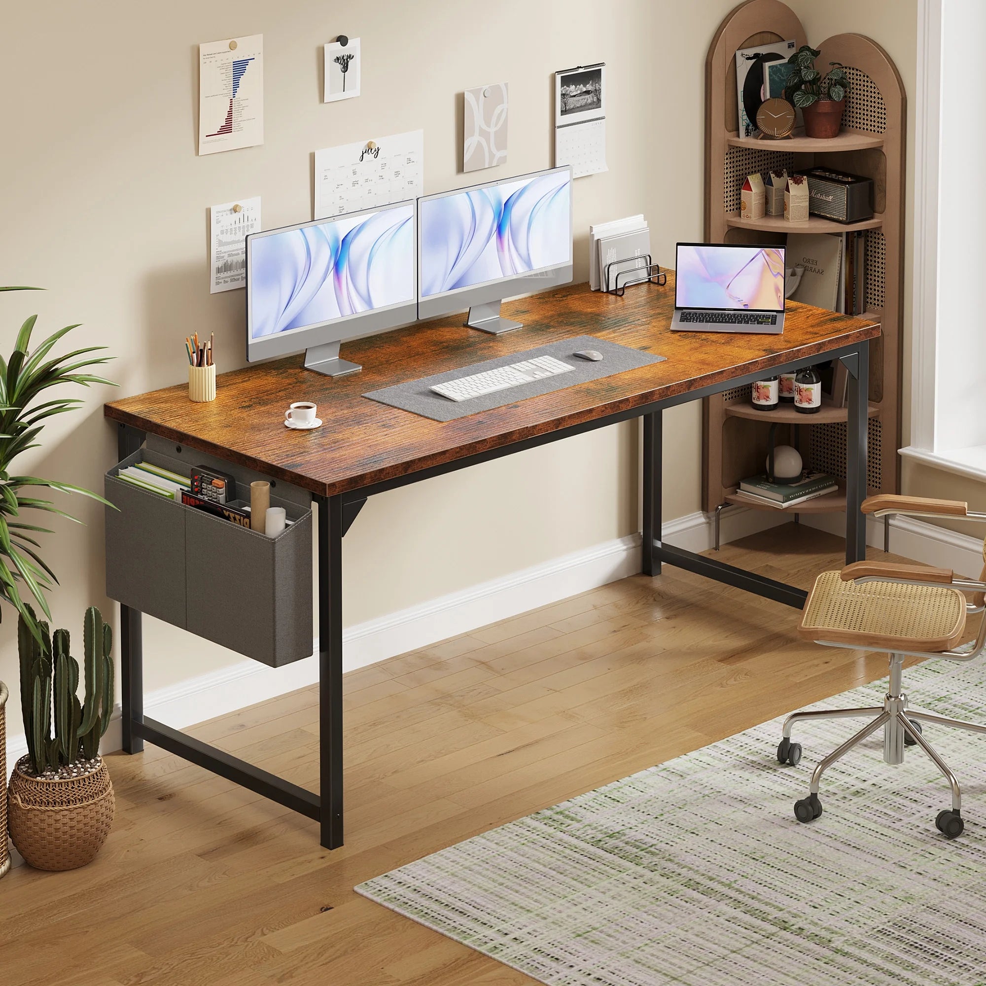 EDX 63" Computer Desk with Metal Frame, Waterproof Surface & Storage Bag – Ideal for Office Use