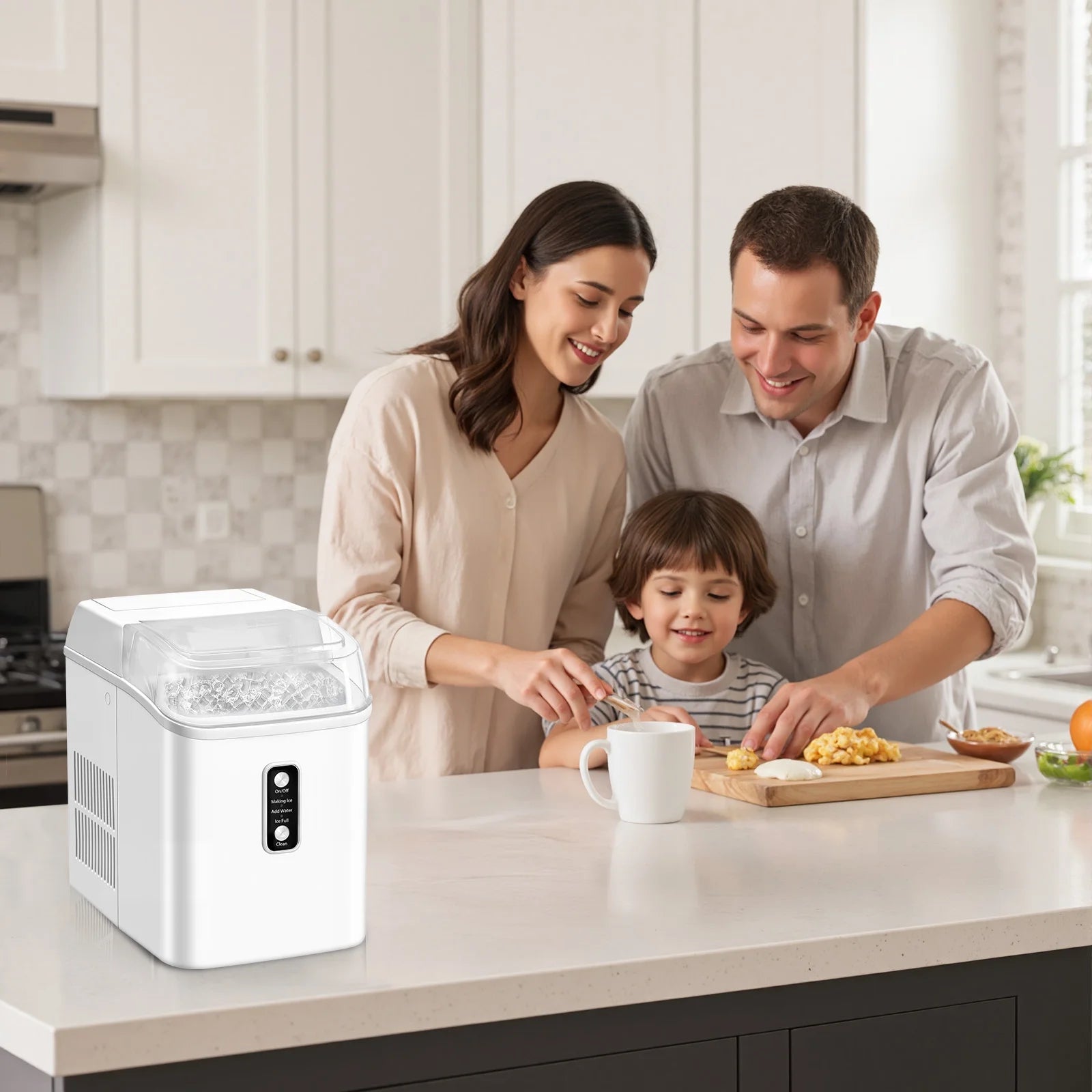edx Nugget Ice Maker Countertop, 26 lbs/24H , Self-Cleaning Ice Maker , Includes Ice Scoop & 2.65 lbs Removable Basket