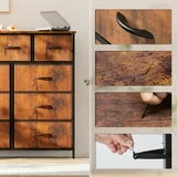 Yangming 9 Drawer Fabric Dresser for Bedroom, Chest of Drawer Organizer Storage Cabinet for Closet, Entryway, Rust Brown