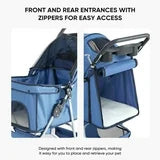edx 3 Wheels Pet Stroller, Dog and Cat Strollers, With Storage Basket and Cup Holder, Lightweight Travel Carrier, Breathable Mesh, Waterproof and Foldable for Small Pets Outdoor Walk