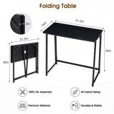 EDX Folding Computer Desk, 31.5 Inch Compact Foldable Writing Workstation for Small Spaces, Easy Assembly Space-Saving Home Office Table, Oak Finish